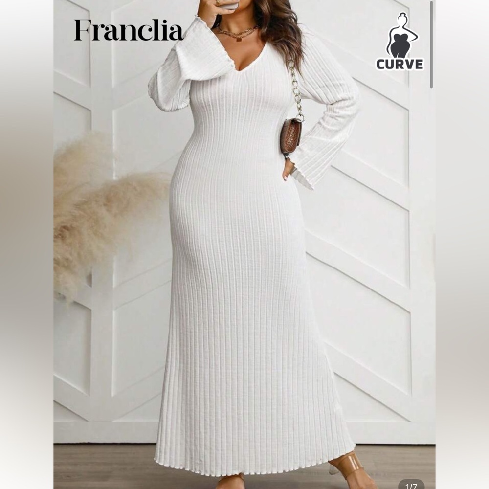 Cream Ribbed Trumpet Maxi Skirt for Casual Wear